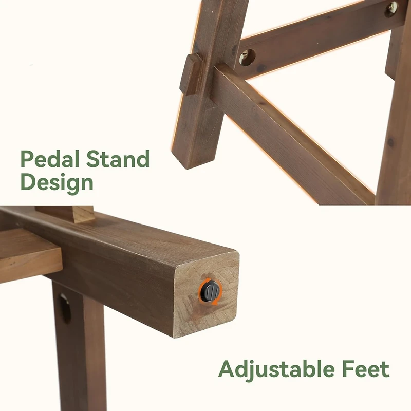 Tribesigns Square Bar Table, 3-Tier Wooden Pub Table with Storage Shelves, Walnut