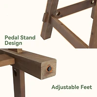 Tribesigns Square Bar Table, 3-Tier Wooden Pub Table with Storage Shelves, Walnut