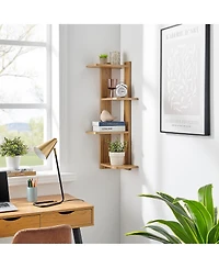 Danya B Alvar Corner 4-Tier Floating Ledge Column Wall Shelf