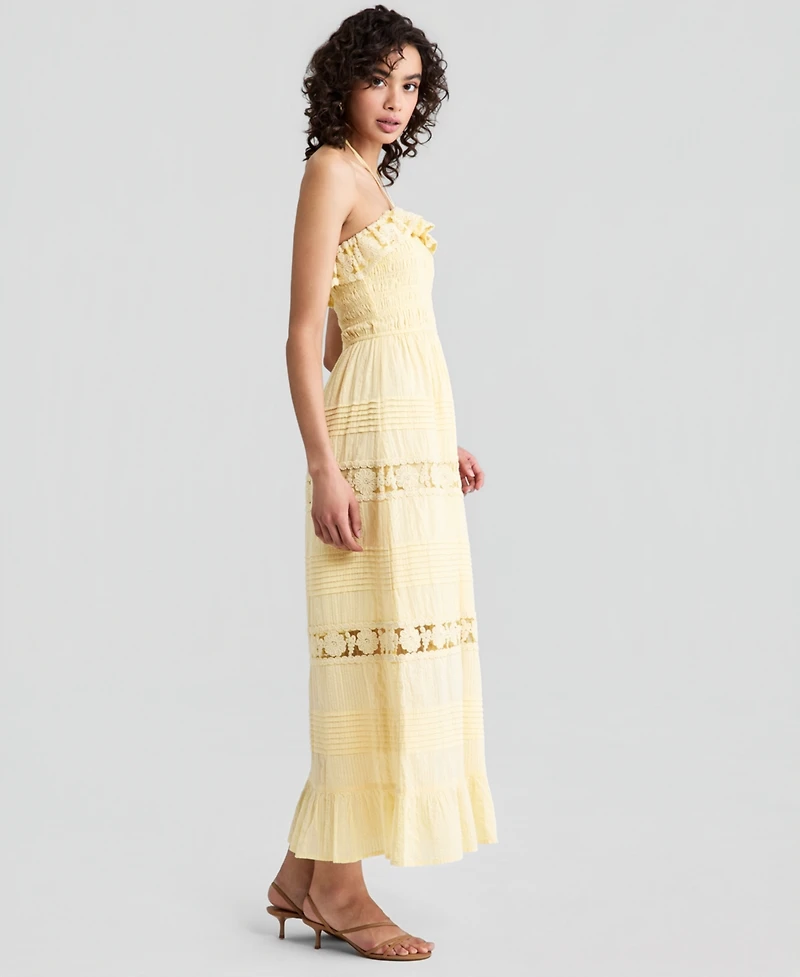 And Now This Women's Cotton Lace-Detail Fit & Flare Maxi Dress, Exclusively at Macy's