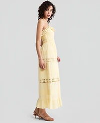 And Now This Women's Cotton Lace-Detail Fit & Flare Maxi Dress, Exclusively at Macy's