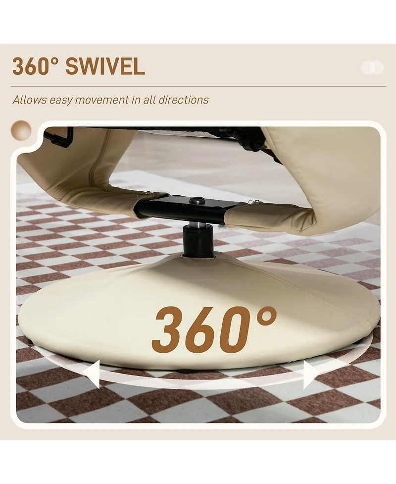 Boyel Living Swivel Pu Leather Recliner and Ottoman with Adjustable Backrest