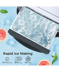 Cowsar Countertop Ice Maker, 33 lbs/Day, 6-Min Cycle, Scoop and Basket