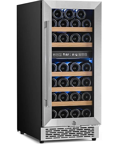 Cowsar 15" Wine Cooler, 27 Bottle Dual Zone Wine Fridge, 3.1 Cu.Ft