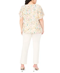 Vince Camuto Plus V-Neck Tulip Short-Sleeve Blouse