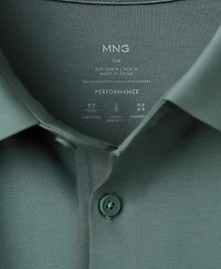 Mango Men's Comfort Stretch Button Polo Shirt