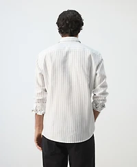 Mango Men's Lyocell Striped Regular-Fit Shirt