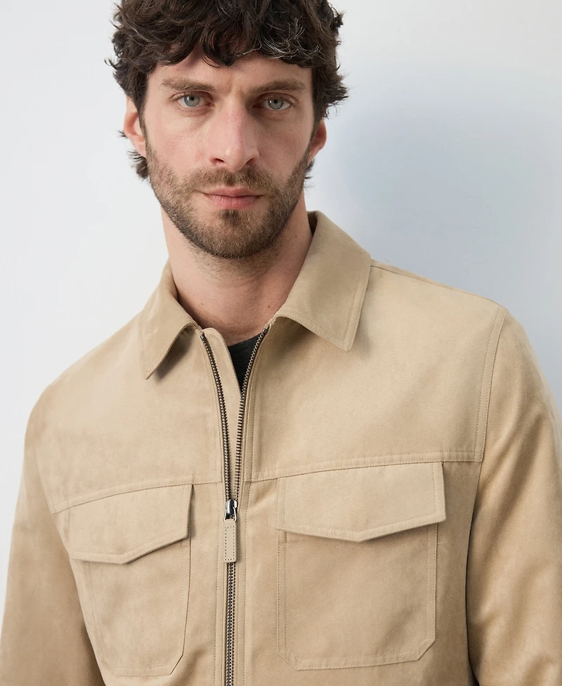 Mango Men's Suede-Effect Pockets Jacket