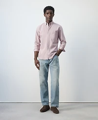 Mango Men's Cotton Striped Regular-Fit Oxford Shirt