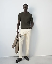 Mango Men's Cotton Cable-Knit T-Shirt