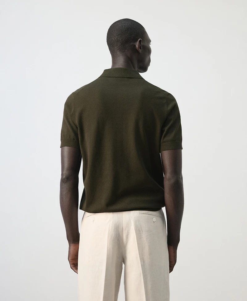 Mango Men's Cotton Fine-Knit Polo Shirt