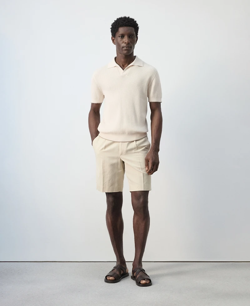 Mango Men's Contrast Trim Cotton Polo Shirt