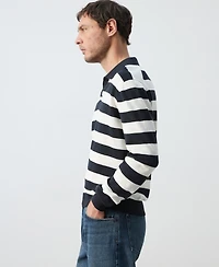 Mango Men's Cotton Fine Knit Polo Sweater