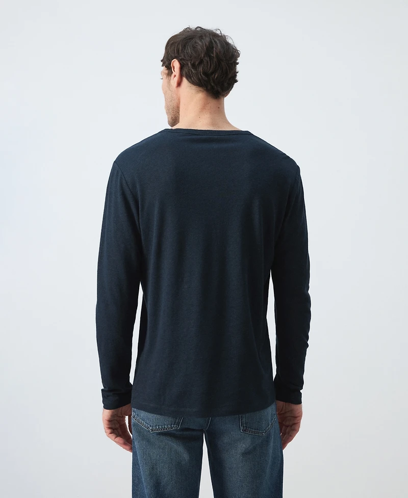 Mango Men's Henley Linen-Blend T-Shirt