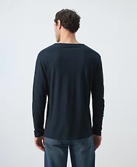 Mango Men's Henley Linen-Blend T-Shirt