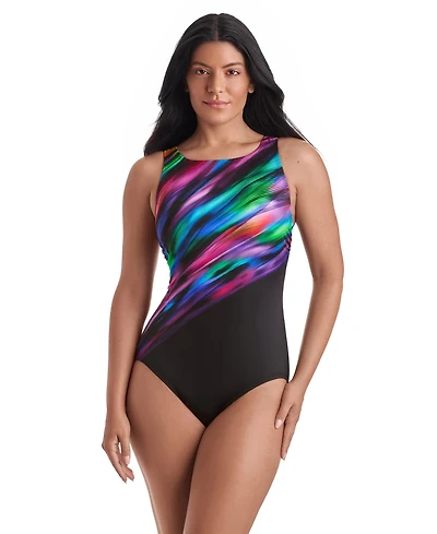 ShapeSolver Women's Crewneck One-Piece Swimsuit