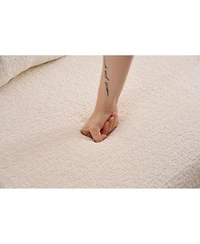 Streamdale Furniture Curved Off-White Chenille Loveseat Couch with 3 Pillows