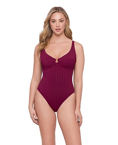 S3 Apparel Women's Sculpting Wide Rib Scoop Neck Underwire One-Piece Swimsuit