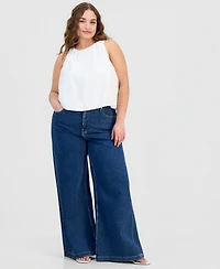 On 34th Trendy Plus Solid Bubble-Hem Round-Neck Tank, Macy's Exclusive