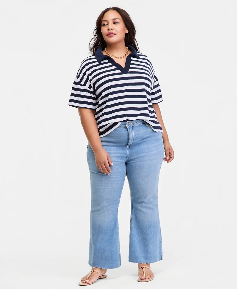 On 34th Trendy Plus Terry Collared Top, Macy's Exclusive