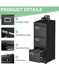 Clihome 4 Drawer Vertical Metal File Cabinet with Lock for Home Office