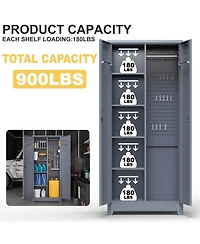 Clihome Metal Lockers Cleaning Tool Storage Cabinets With Locking Doors