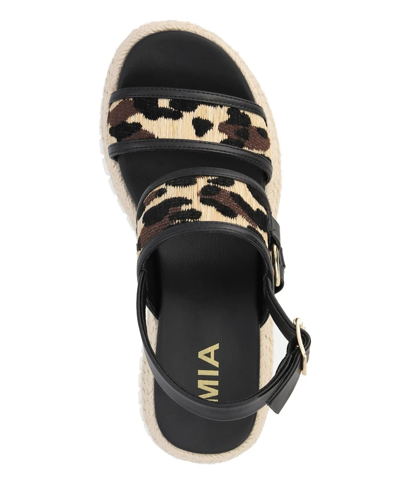 Mia Women's Leopard-Print Wedge Heel Sandals