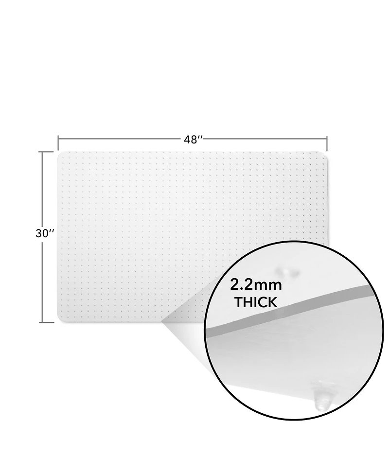 WorkOnIt 30" x 48" Office Chair Desk Floor Mat for Low Pile Carpet