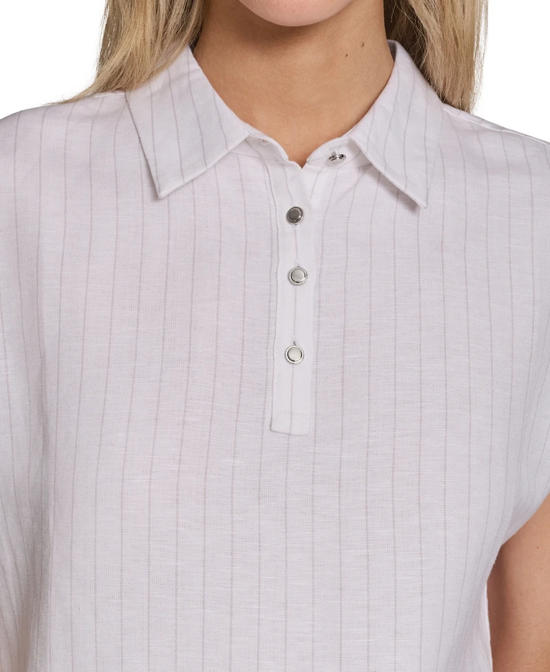 Calvin Klein Petite Short-Sleeve Collared Top