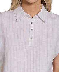 Calvin Klein Petite Short-Sleeve Collared Top