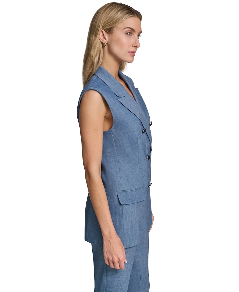 Calvin Klein Petite Collared Front-Button Vest