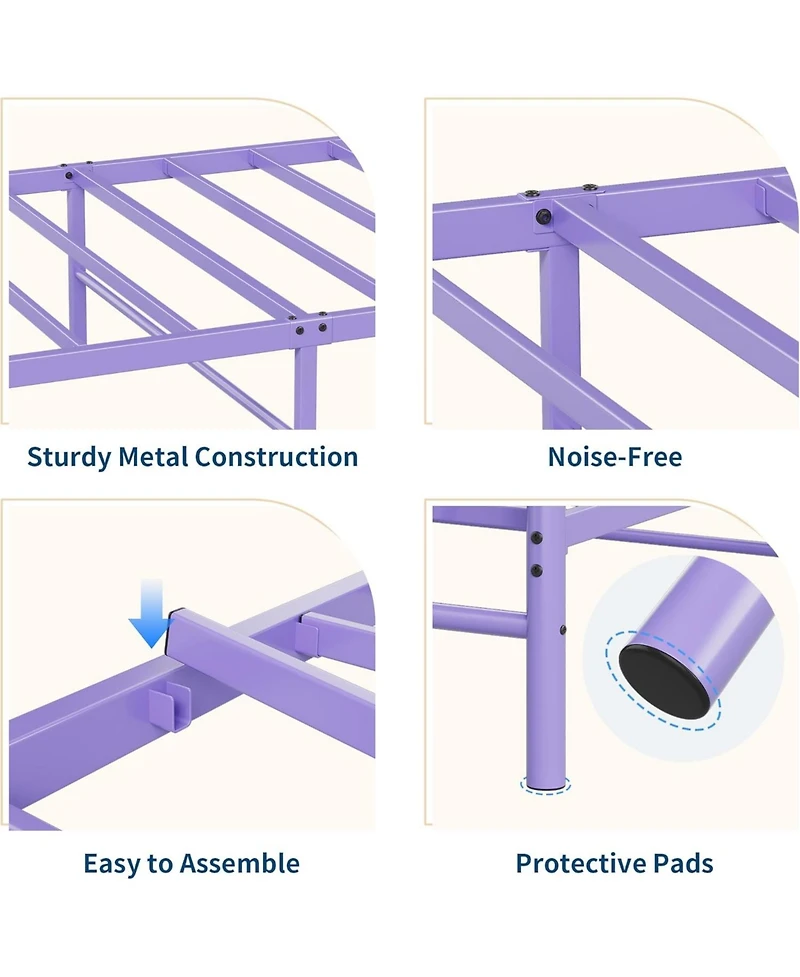 gaomon Twin Kids Bed Frame with Headboard & Footboard, Heart-Shaped Metal Platform Bed, Strong Steel Slats, Noise-Free, No Box Spring