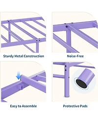 gaomon Twin Kids Bed Frame with Headboard & Footboard, Heart-Shaped Metal Platform Bed, Strong Steel Slats, Noise-Free, No Box Spring