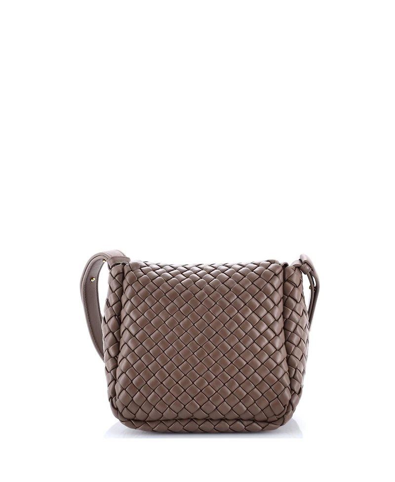 Pre-Owned Bottega Veneta Mini Cobble Flap Shoulder Bag Padded Intrecciato Leather
