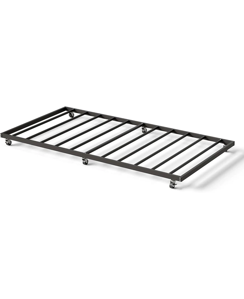 gaomon Twin Size Metal Roll-Out Trundle Bed Frame with Wheels, Strong Steel Slats Support, Space-Saving Guest Bed