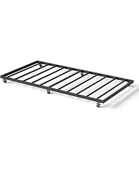 gaomon Twin Size Metal Roll-Out Trundle Bed Frame with Wheels, Strong Steel Slats Support, Space-Saving Guest Bed
