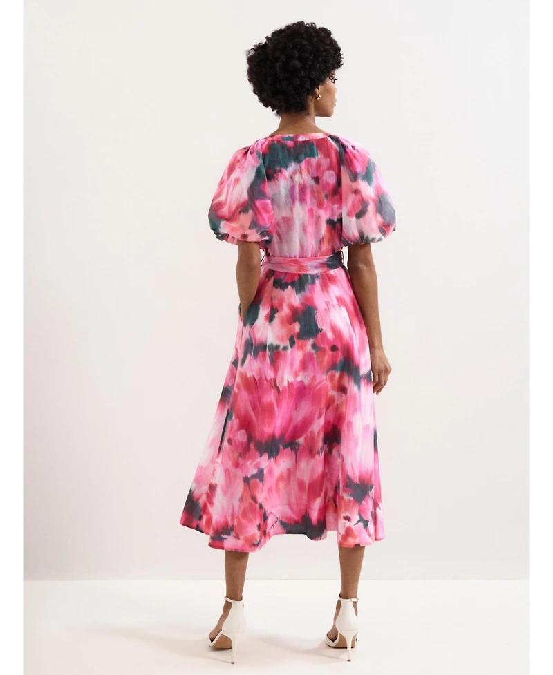 Phase Eight Women's Caterina Puff Sleeve V-Neck Shirt Dress