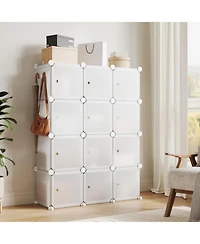 gaomon 12-Cube Stackable Modular Shoe Storage Cabinet Organizer with Doors