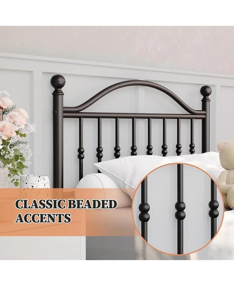 gaomon Metal Platform Bed Frame with Decorative Headboard & Footboard, Heavy Duty Steel Slats, Underbed Storage