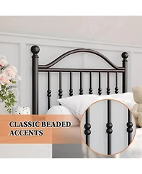 gaomon Metal Platform Bed Frame with Decorative Headboard & Footboard, Heavy Duty Steel Slats, Underbed Storage