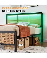 gaomon Twin Xl Velvet Upholstered Bed Frame with Headboard, Modern Platform Bed with Wood Slats Support, No Box Spring