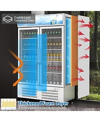 gaomon Commercial Refrigerators, 25.3 Cu.Ft. Upright Display Fridge, Beverage Cooler with Led Light, Adjustable Shelves