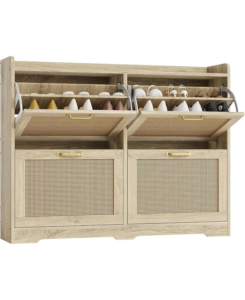 gaomon Entryway Shoe Cabinet with 4 Flip Drawers, Durable and Stylish, Hidden Freestanding Wood Breathable Wide Shoe Rack.