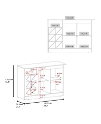 Fm Furniture Oker kitchen cabinet with island, bottle rack, and shelves for organizing your home