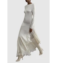 Karen Millen Women's Slinky Lace Asymmetric Maxi Dress