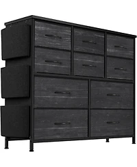 gaomon 10 Drawers Fabric Storage Drawer, Dressers & Chest of with Side Pockets, Hooks, Wood Tabletop for Closet, Living Room