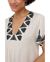 Raffya Women's Liberty V-Neck Embroidered Mini Dress