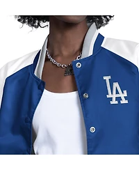Starter Women's White/Royal Los Angeles Dodgers Blitz Varsity Raglan Full-Snap Satin Jacket