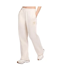 Starter Women's Cream New York Yankees Pastel High Waisted Fleece Pants