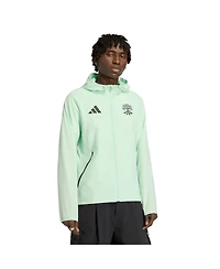 Adidas Men's Green Austin Fc Tiro Travel Full-Zip Hooded Windbreaker Jacket